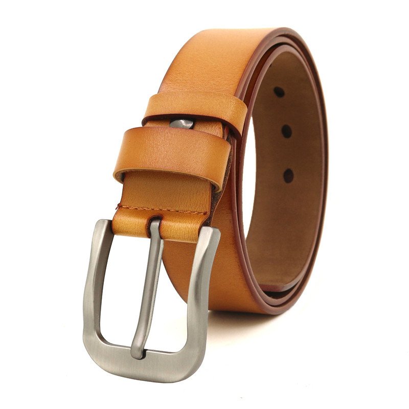 Man Business Cow Leather Snap On Pin Buckle Belts for Men Real Leather Custom Men's Split Genuine Leather Belts