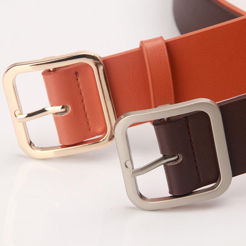Girls Fashion Simple Leather Strap For Jeans Lady Daily Life Waist Belt With Metal Buckle