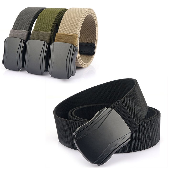 1.5inch Stretch Belt for Men, Tactical Nylon Belt with Black Buckle, Work Casual Outdoors Men's Belt