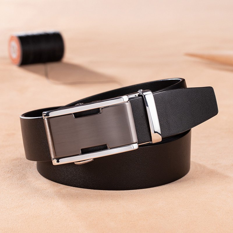 New Fashion automatic buckle belt strap Full Grain Leather Business Men Genuine leather belt