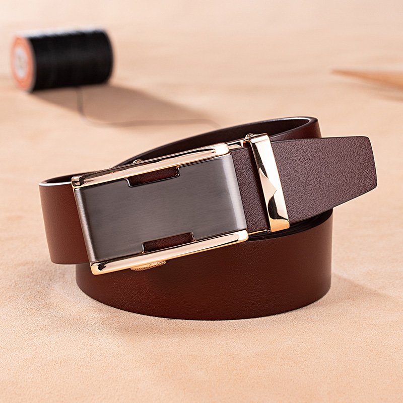 New Fashion automatic buckle belt strap Full Grain Leather Business Men Genuine leather belt