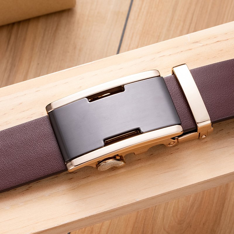 New Fashion automatic buckle belt strap Full Grain Leather Business Men Genuine leather belt
