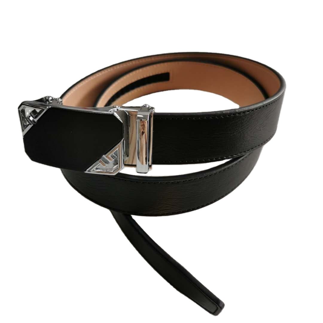 2024 New Design Simple Business Mens Split & PU Leather with Automatic Sliding Buckle Belts genuine crocodile belts belt for men