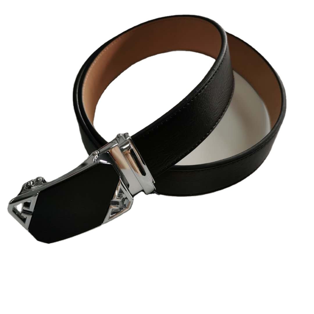 2024 New Design Simple Business Mens Split & PU Leather with Automatic Sliding Buckle Belts genuine crocodile belts belt for men