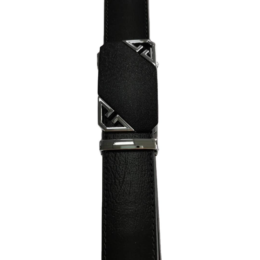 2024 New Design Simple Business Mens Split & PU Leather with Automatic Sliding Buckle Belts genuine crocodile belts belt for men