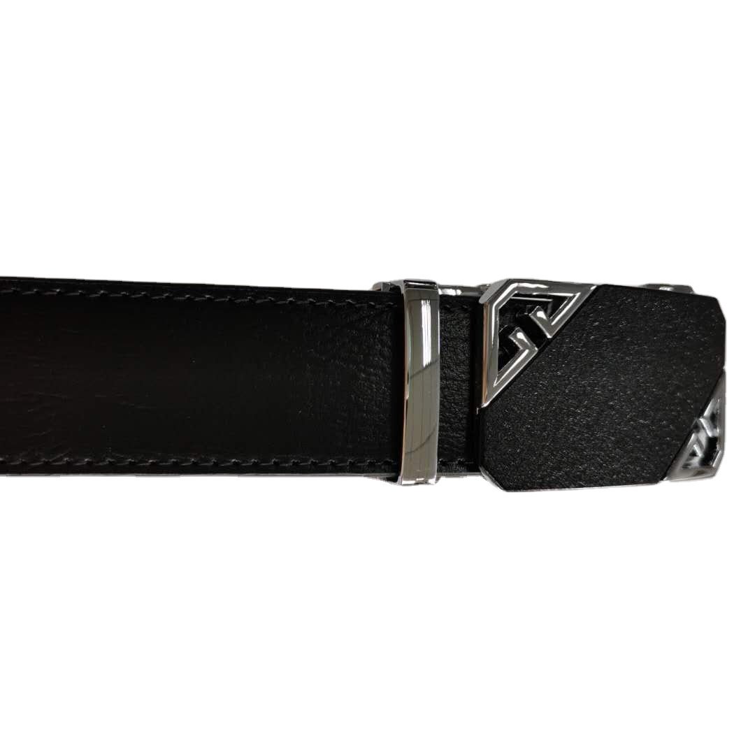 2024 New Design Simple Business Mens Split & PU Leather with Automatic Sliding Buckle Belts genuine crocodile belts belt for men