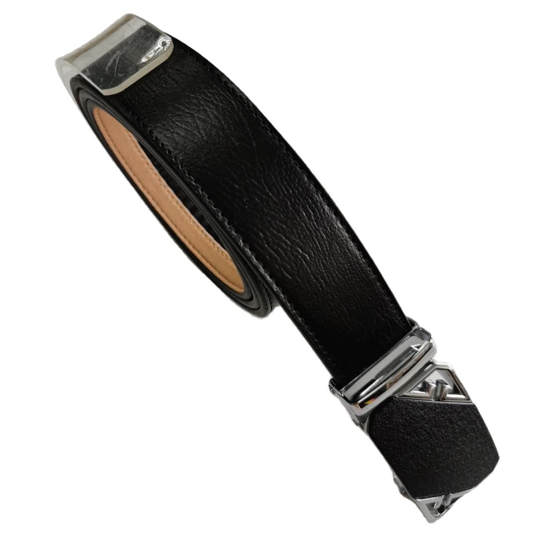 2024 New Design Simple Business Mens Split & PU Leather with Automatic Sliding Buckle Belts genuine crocodile belts belt for men