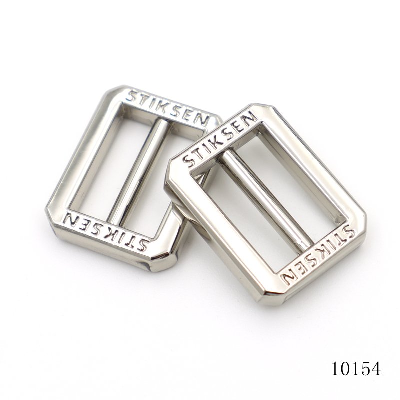 nickel logo custom engraved slider buckle metal adjuster buckle for bag