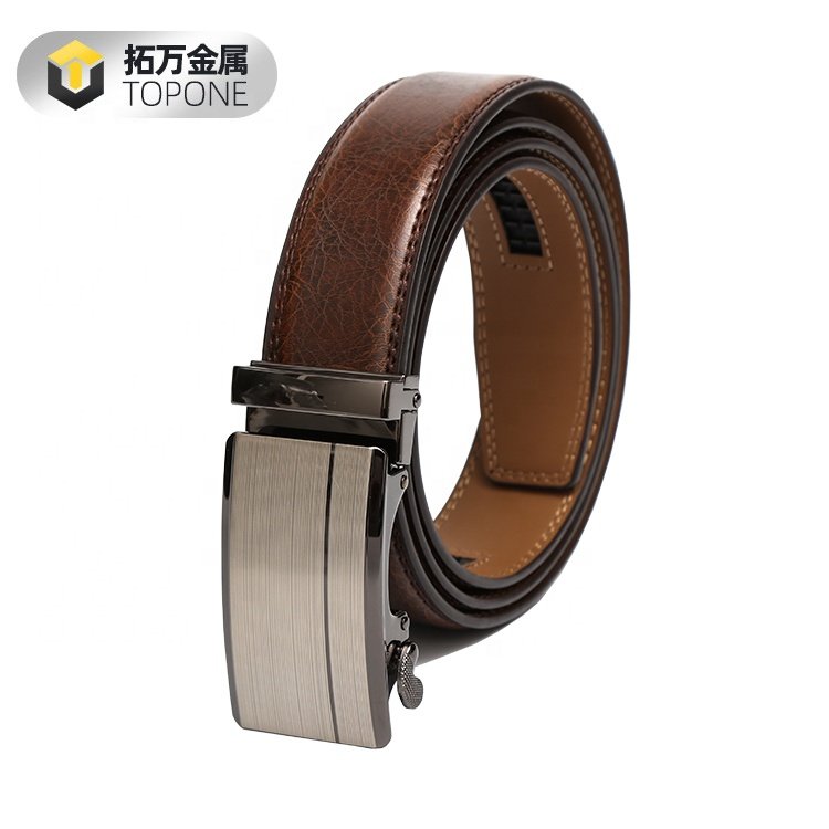 Luxury Men's Leather Belt Automatic Buckle Strap Ratchet Waistband Gift Jeans Business Leather Belt