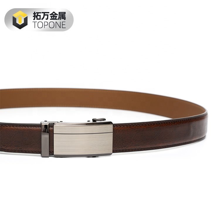 Luxury Men's Leather Belt Automatic Buckle Strap Ratchet Waistband Gift Jeans Business Leather Belt