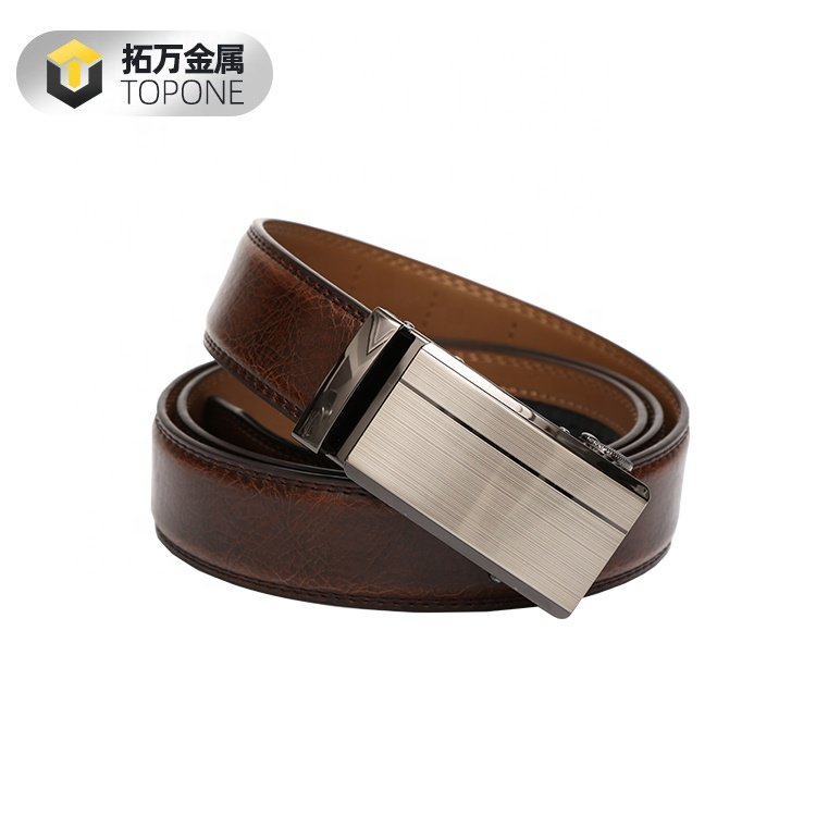 Luxury Men's Leather Belt Automatic Buckle Strap Ratchet Waistband Gift Jeans Business Leather Belt