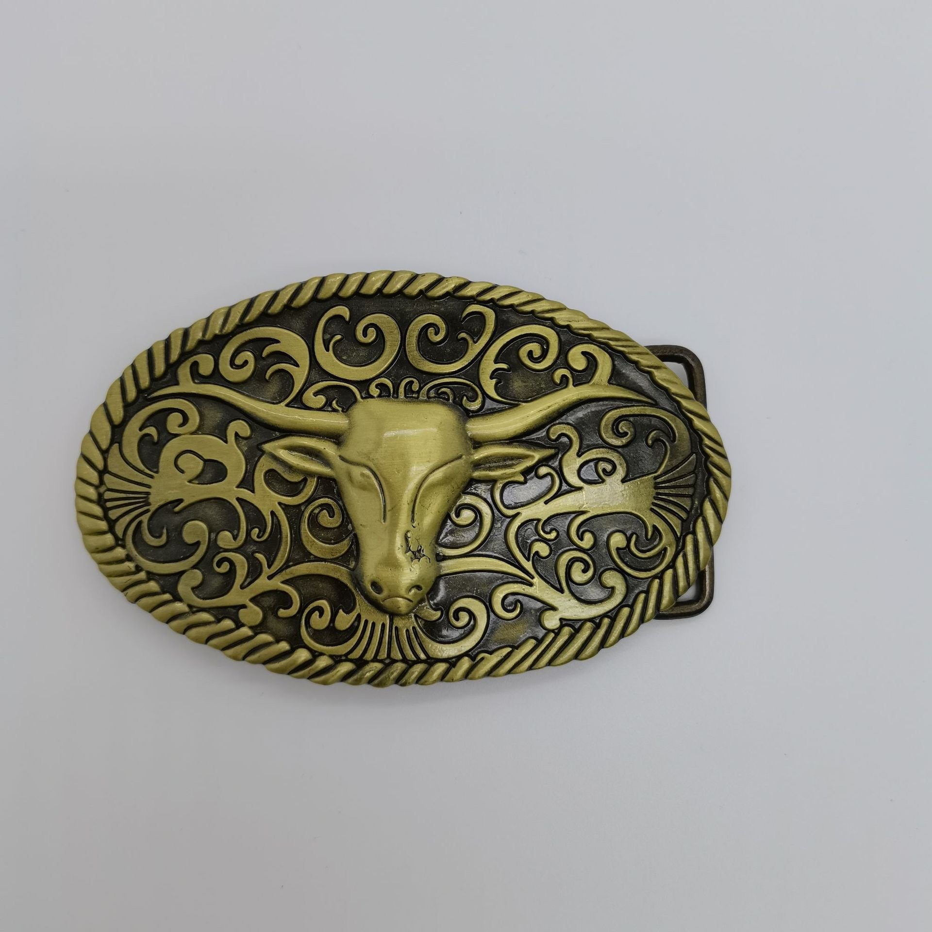Customized Zinc Alloy 3D Bull Head Western Name Plate Belt Buckle American Animal Cowboy Alloys Bullhead Belt Buckle