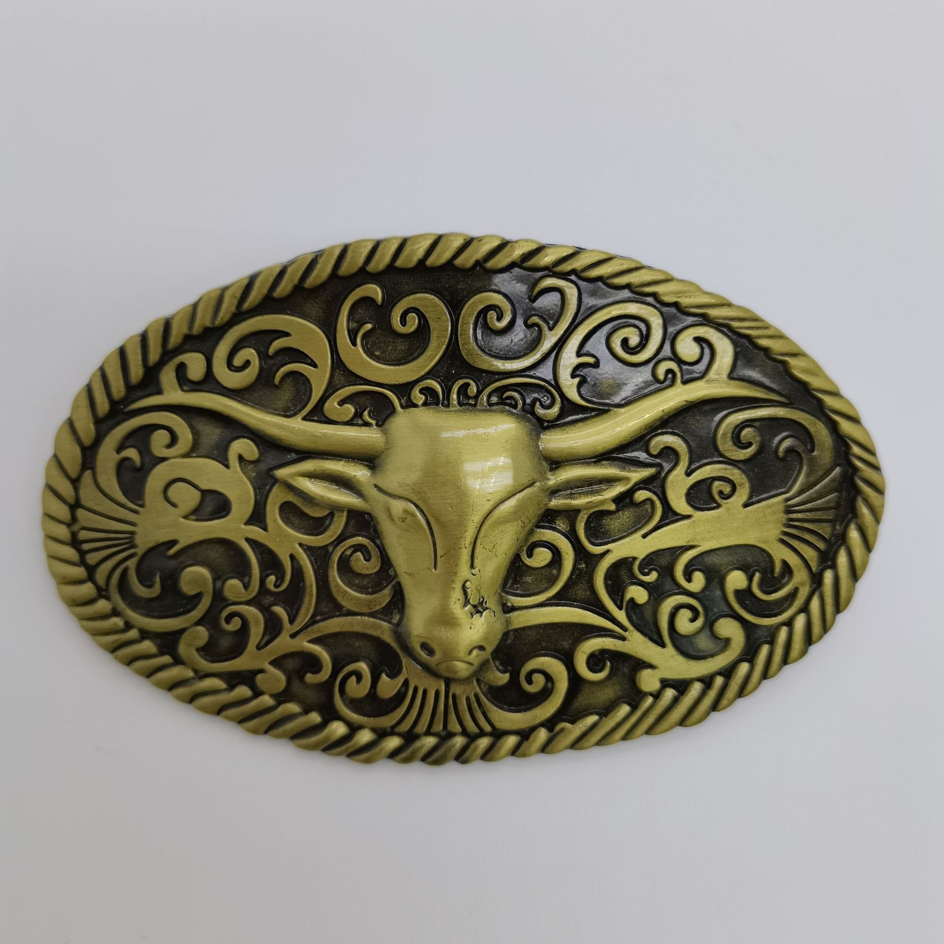 Customized Zinc Alloy 3D Bull Head Western Name Plate Belt Buckle American Animal Cowboy Alloys Bullhead Belt Buckle