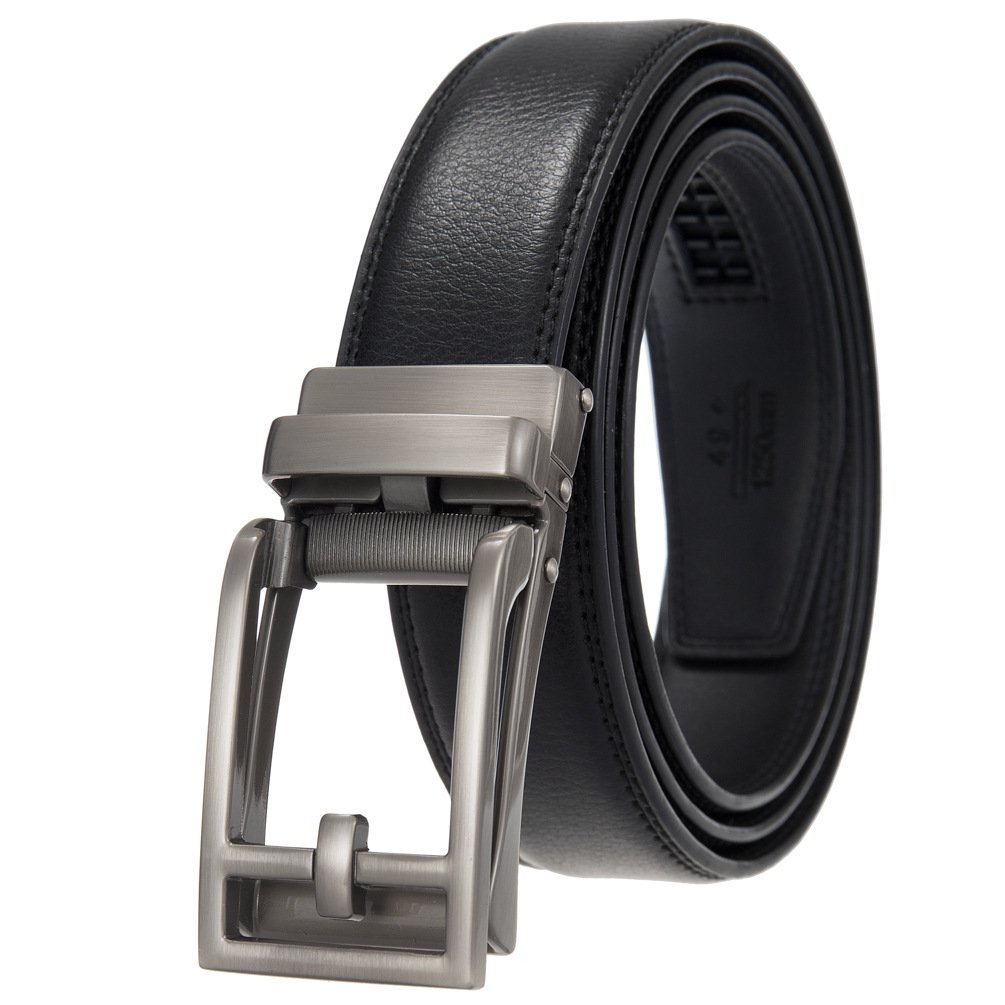 LY33-000015-1 3.0CM Men's Fashion Trend Cowhide Belt Automatic Buckle Pant Belt