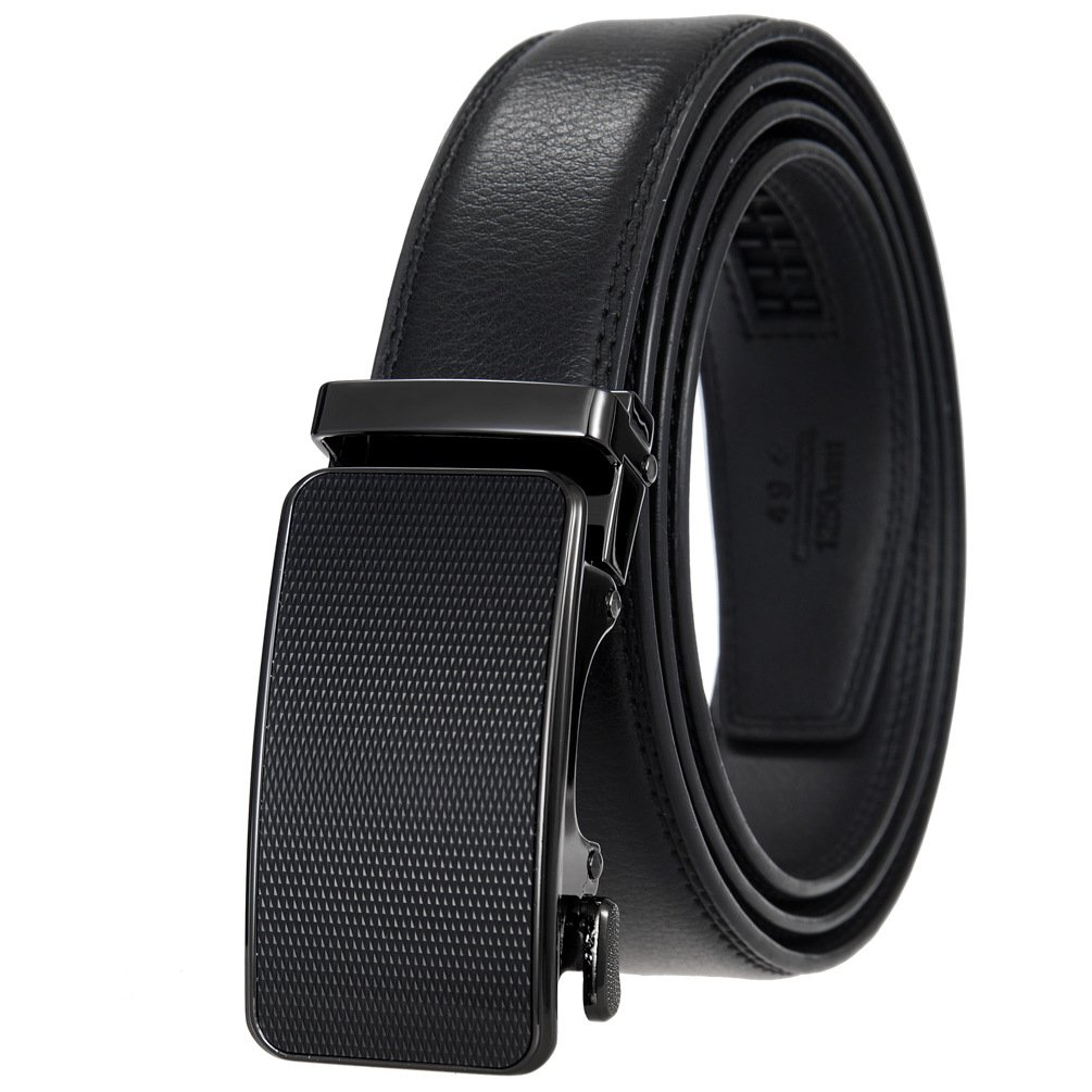 LY33-000015-1 3.0CM Men's Fashion Trend Cowhide Belt Automatic Buckle Pant Belt