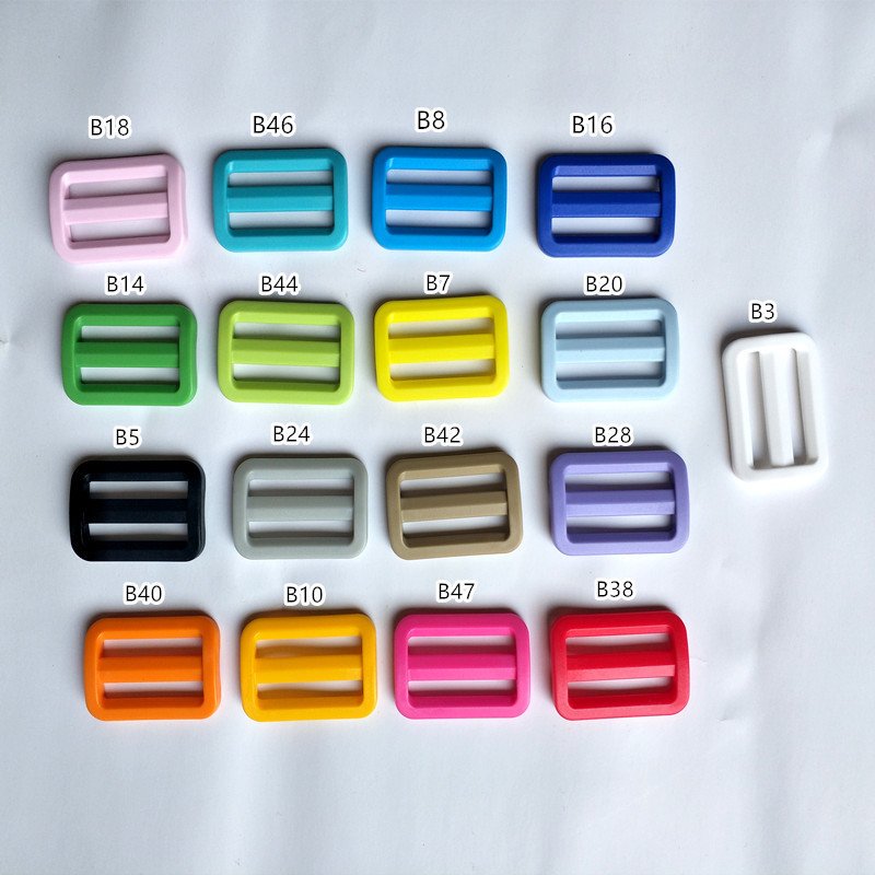 wholesale 25 32 38mm Colorful Adjustable Plastic slider tri-glide adjust buckles Bag Strap Connection Release Buckle