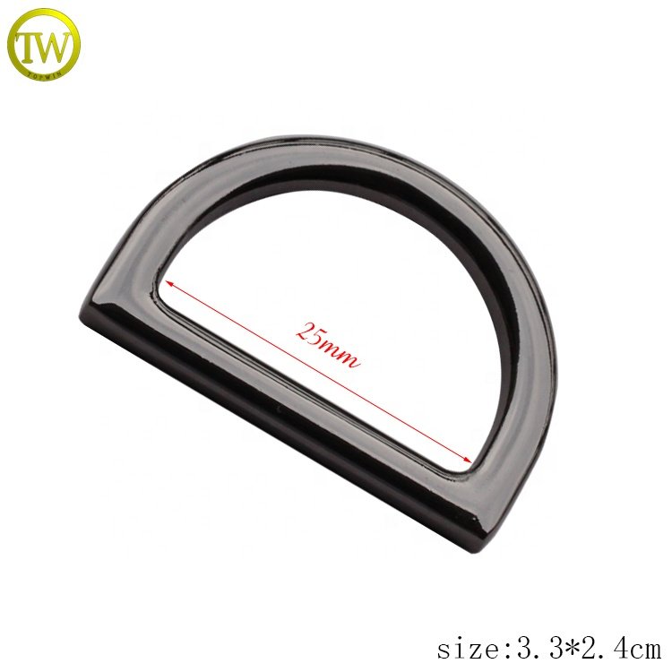 Good quality bag flat metal d ring black nickle belt ring buckle for bag