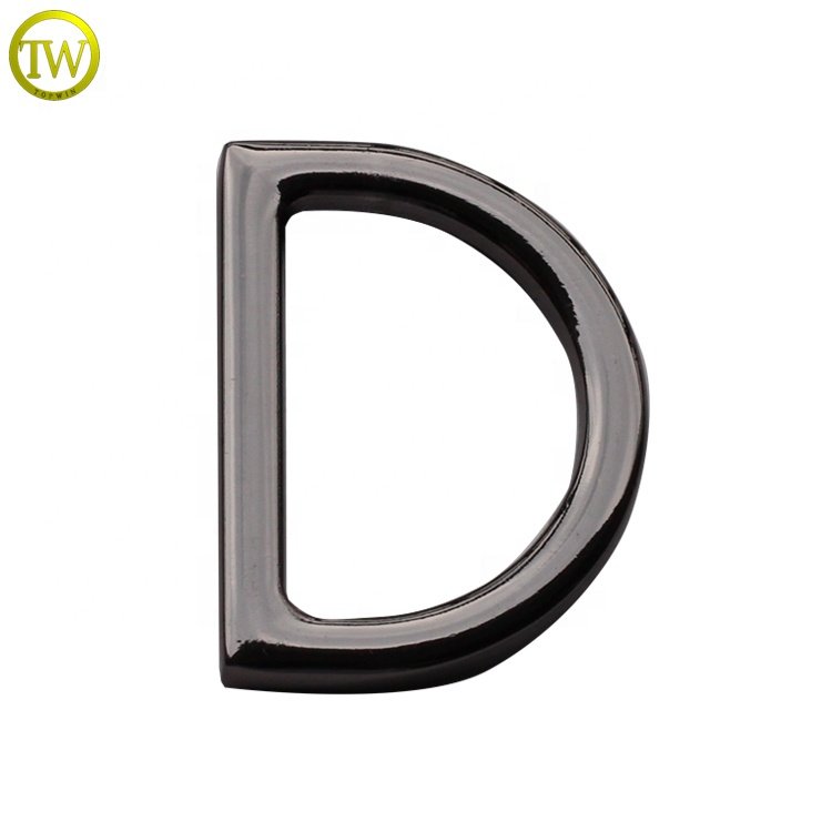 Good quality bag flat metal d ring black nickle belt ring buckle for bag