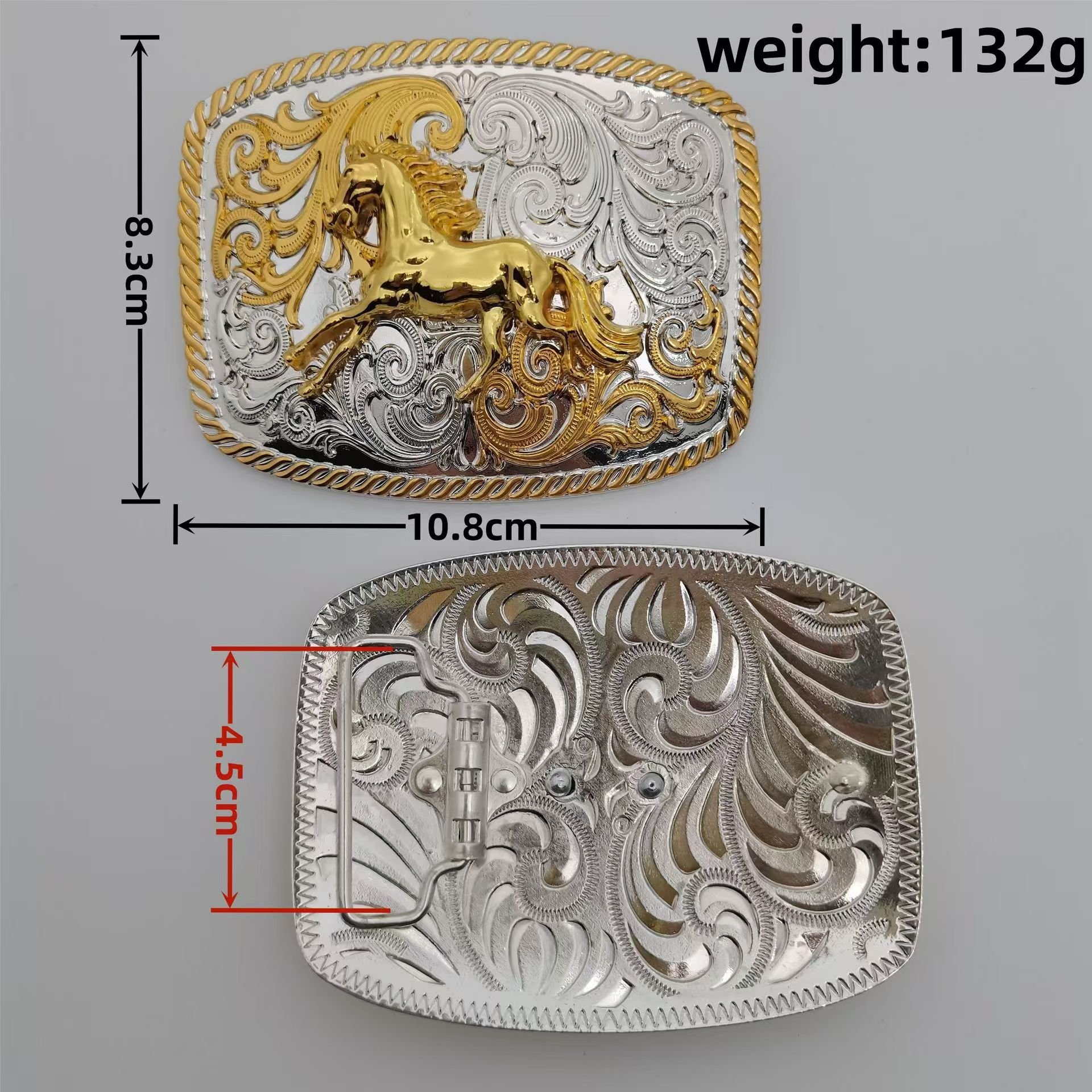 New Western denim two-color electroplated horsehead fashionable Western men's belt buckle