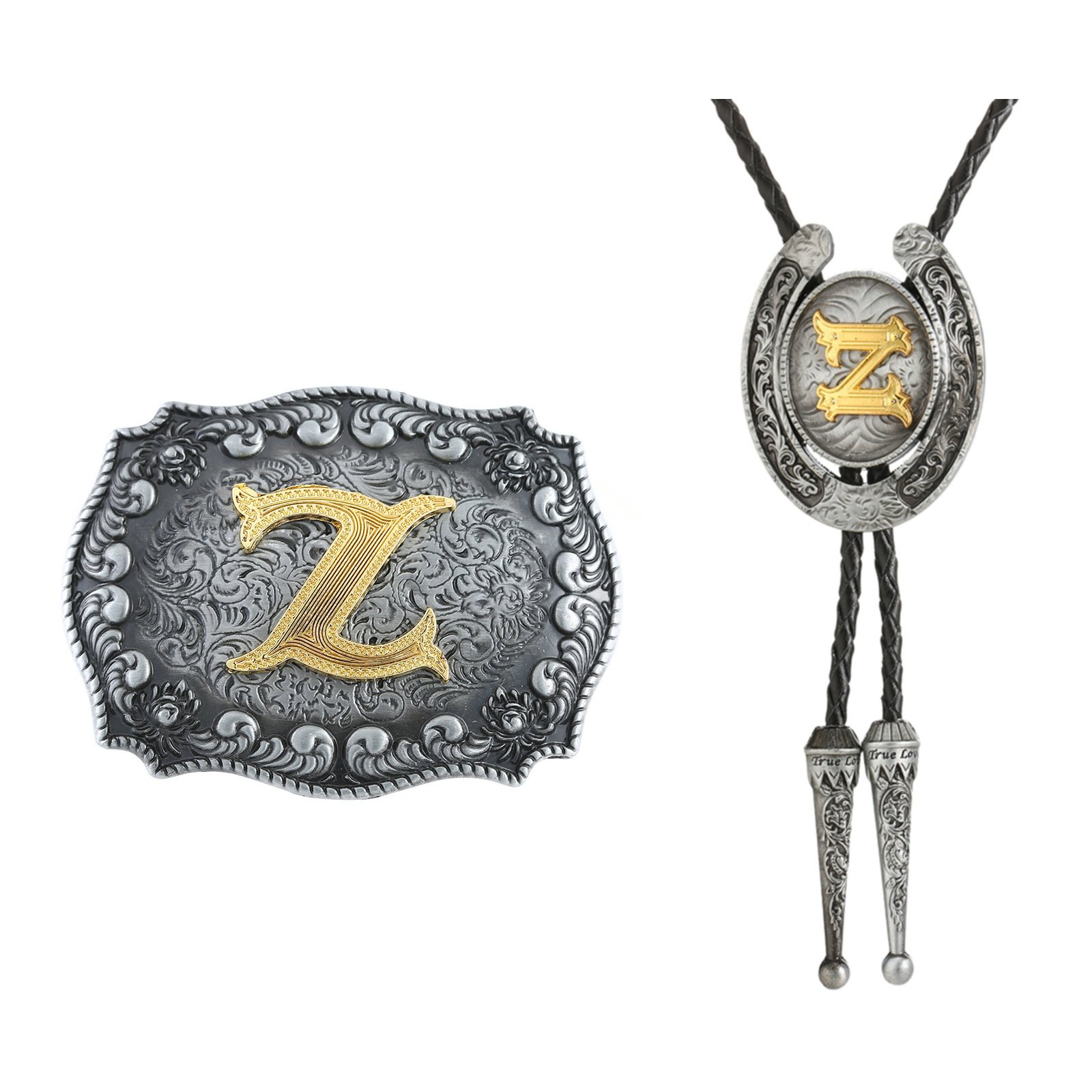 Classic Men's buckle and Bolo Tie Combo Metal Accessories Set