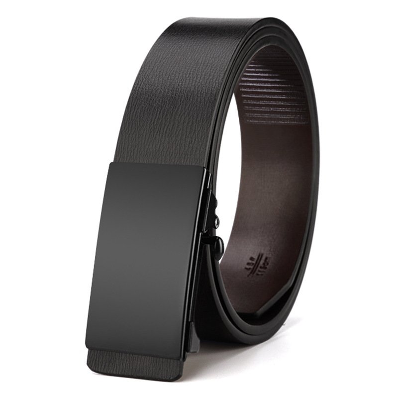 Men's Business Black 3.5cm Iron TPU Waist Belt with Automatic Buckles Alloy Pu Leather Luxury Fashionable for Jeans