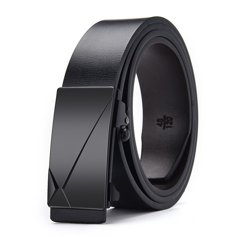 Men's Business Black 3.5cm Iron TPU Waist Belt with Automatic Buckles Alloy Pu Leather Luxury Fashionable for Jeans