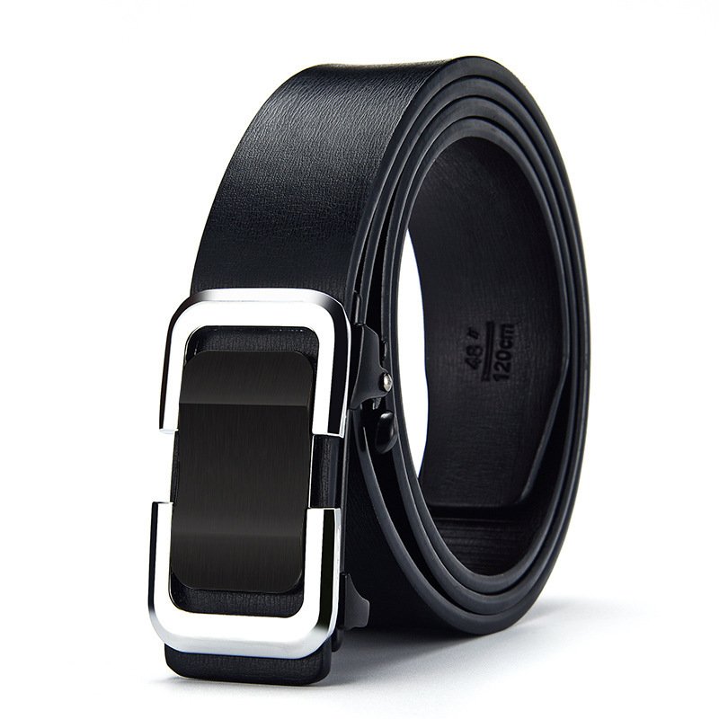 Men's Business Black 3.5cm Iron TPU Waist Belt with Automatic Buckles Alloy Pu Leather Luxury Fashionable for Jeans