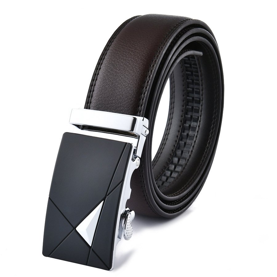 TXL379 Fashion Alloy Automatic Buckle Belts Male Cowhide Genuine Leather Belt Casual Business Men Adjustable Leather Belts