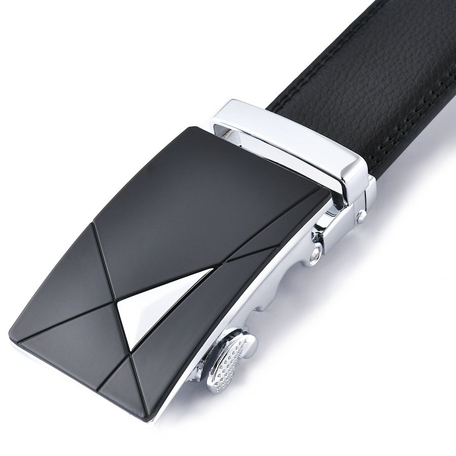 TXL379 Fashion Alloy Automatic Buckle Belts Male Cowhide Genuine Leather Belt Casual Business Men Adjustable Leather Belts