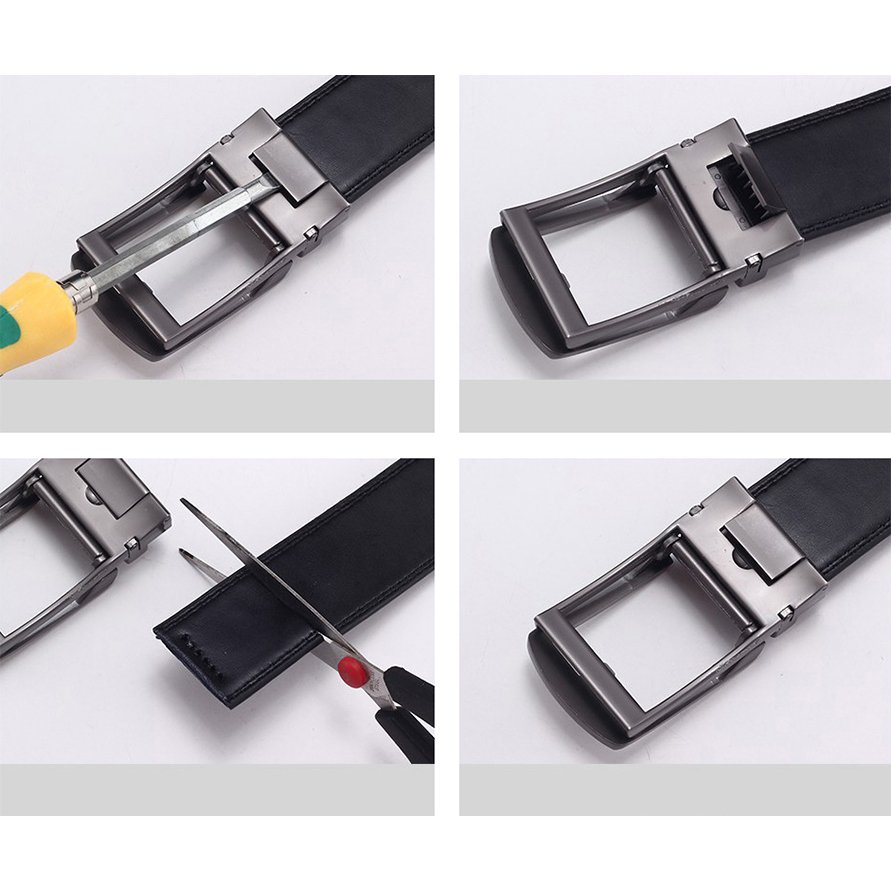 TXL379 Fashion Alloy Automatic Buckle Belts Male Cowhide Genuine Leather Belt Casual Business Men Adjustable Leather Belts