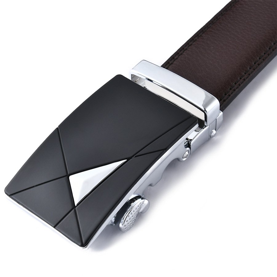 TXL379 Fashion Alloy Automatic Buckle Belts Male Cowhide Genuine Leather Belt Casual Business Men Adjustable Leather Belts