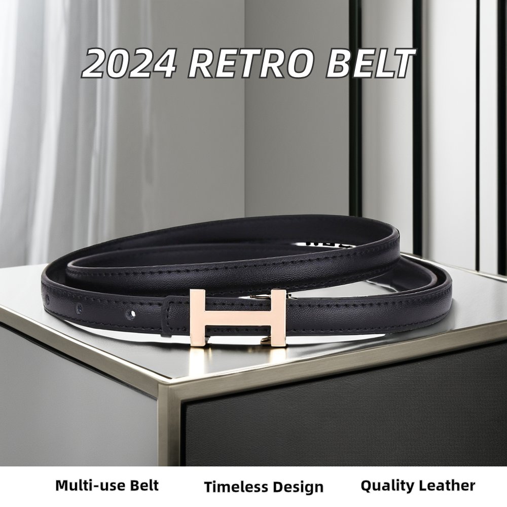 Simple Classic Cowhide Leather Waist Belt For Women Thin Gold Alloy Buckle Fashion Design Dress Belt