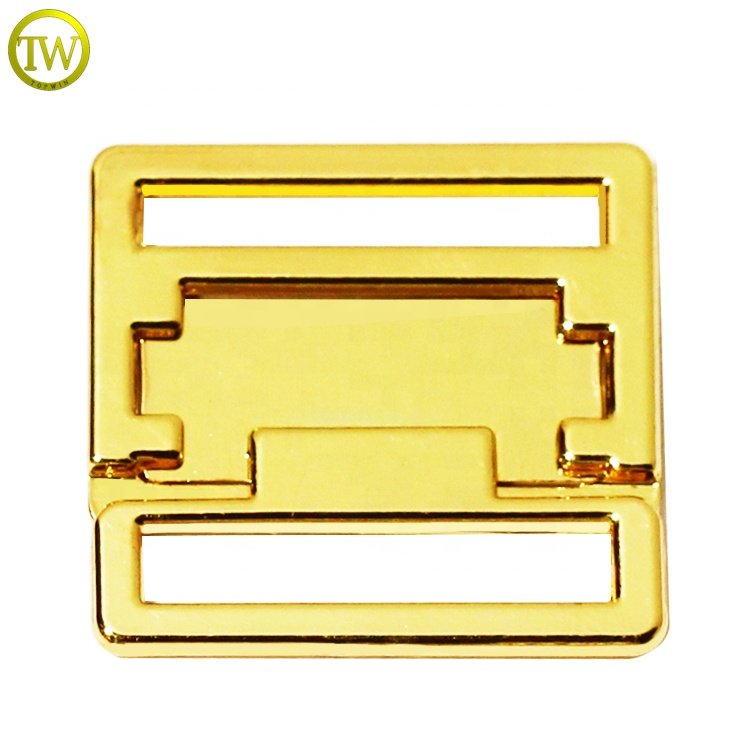 Eco-friendly underwear gold straps adjuster zinc alloy bikini accessory metal parts bra private name buckles