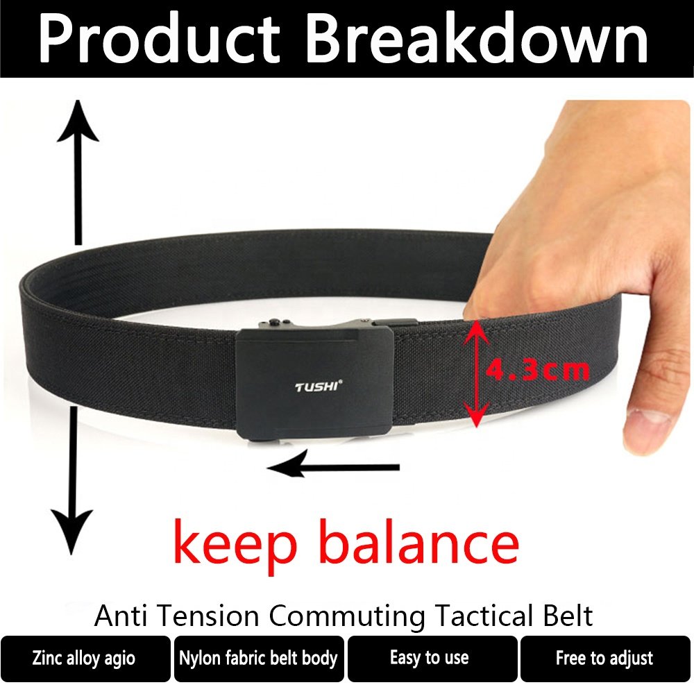 TUSHI Custom Quick Release Buckle Nylon Heavy Duty Utility belt EDC Reinforced Tactical Belt metal Automatic Buckle Belt Factory