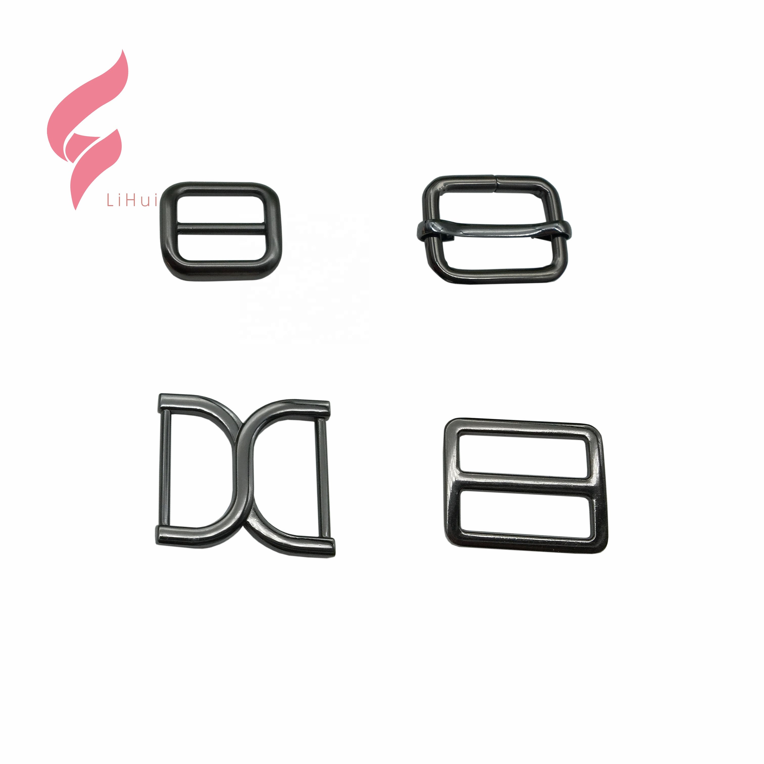 Lihui wholesale custom logo adjustable zinc alloy rainbow rose gold Strap Adjust metal Square Ring Buckle For Bag nylon strap