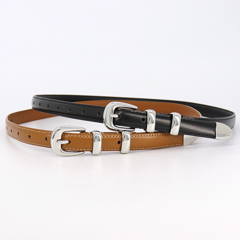 Wholesale luxury designer Thin Waist pu Belt gold alloy double love butterfly smooth buckles women belt