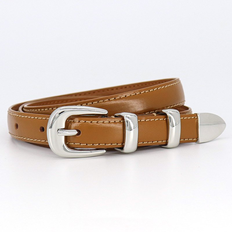 Wholesale luxury designer Thin Waist pu Belt gold alloy double love butterfly smooth buckles women belt
