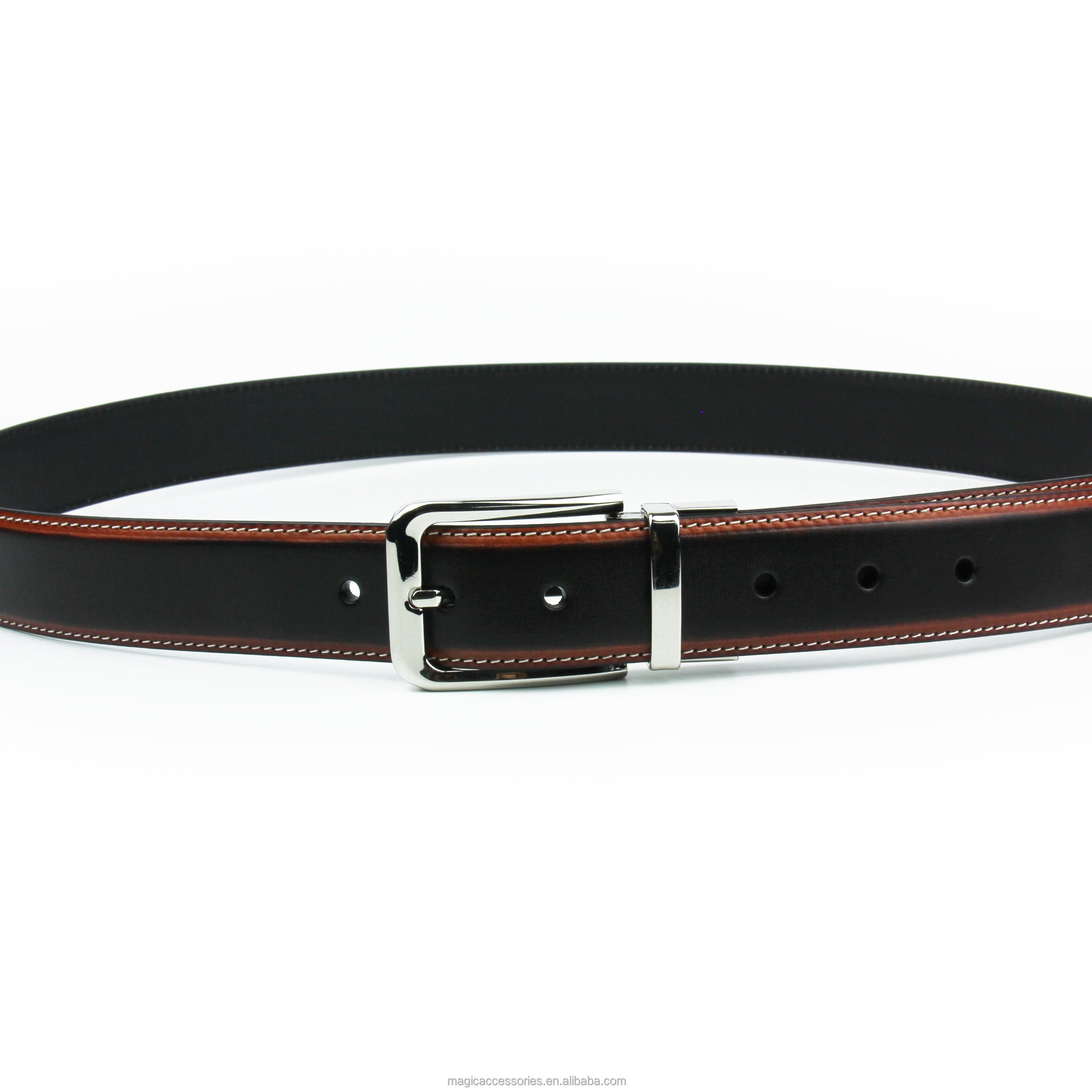 black red manufacturer OEM acceptable leather belts with removable buckles