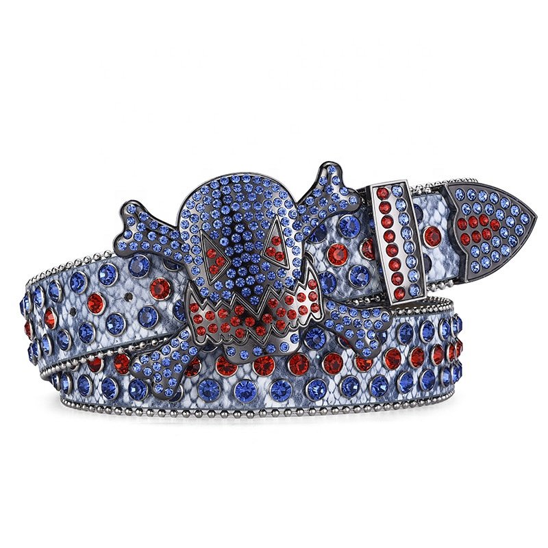 trending products 2024 new arrivals hip-hop belt for men women dark skull buckle full diamonds water diamonds inlaid belt