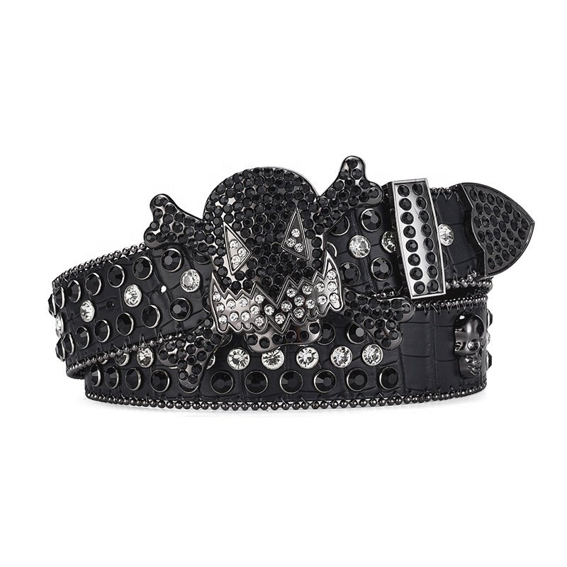 trending products 2024 new arrivals hip-hop belt for men women dark skull buckle full diamonds water diamonds inlaid belt