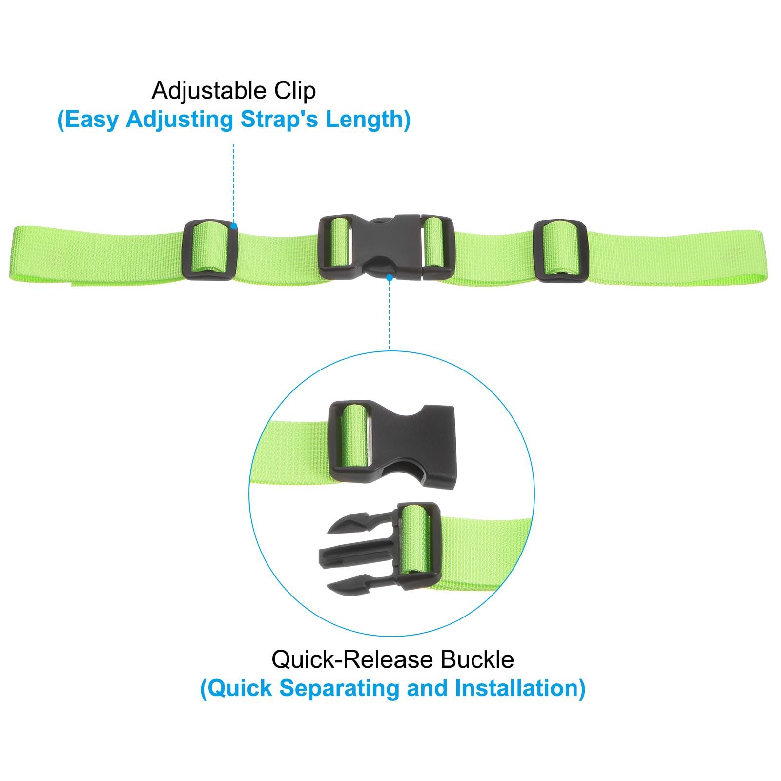 Backpack Chest Strap Set 2 Pack Polyester Webbing Adjustable Replacement Strap with Quick-Release Buckle for Bag Outdoor