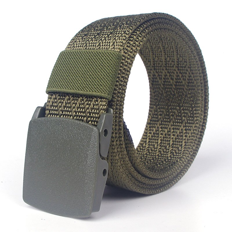 YD97 Outdoor Custom Logo Camouflage Tactical Elastic Waistband POM Buckle Weave Belt Camo Student Jeans Canvas Fabric Belts