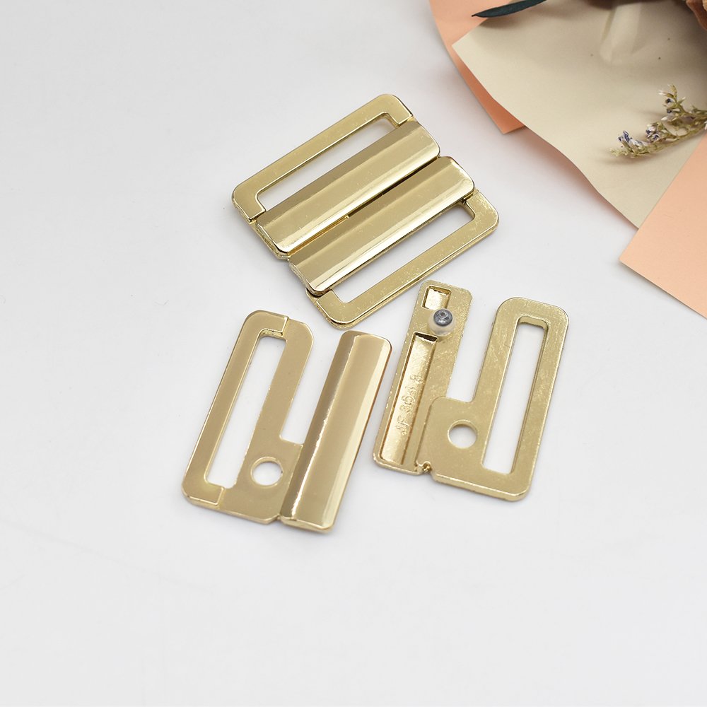 Hot selling Bra Bikini Alloy Swimsuit Fasteners left and right curverd metal buckle For Luxury Swimsuit/Straps Hook/underwear