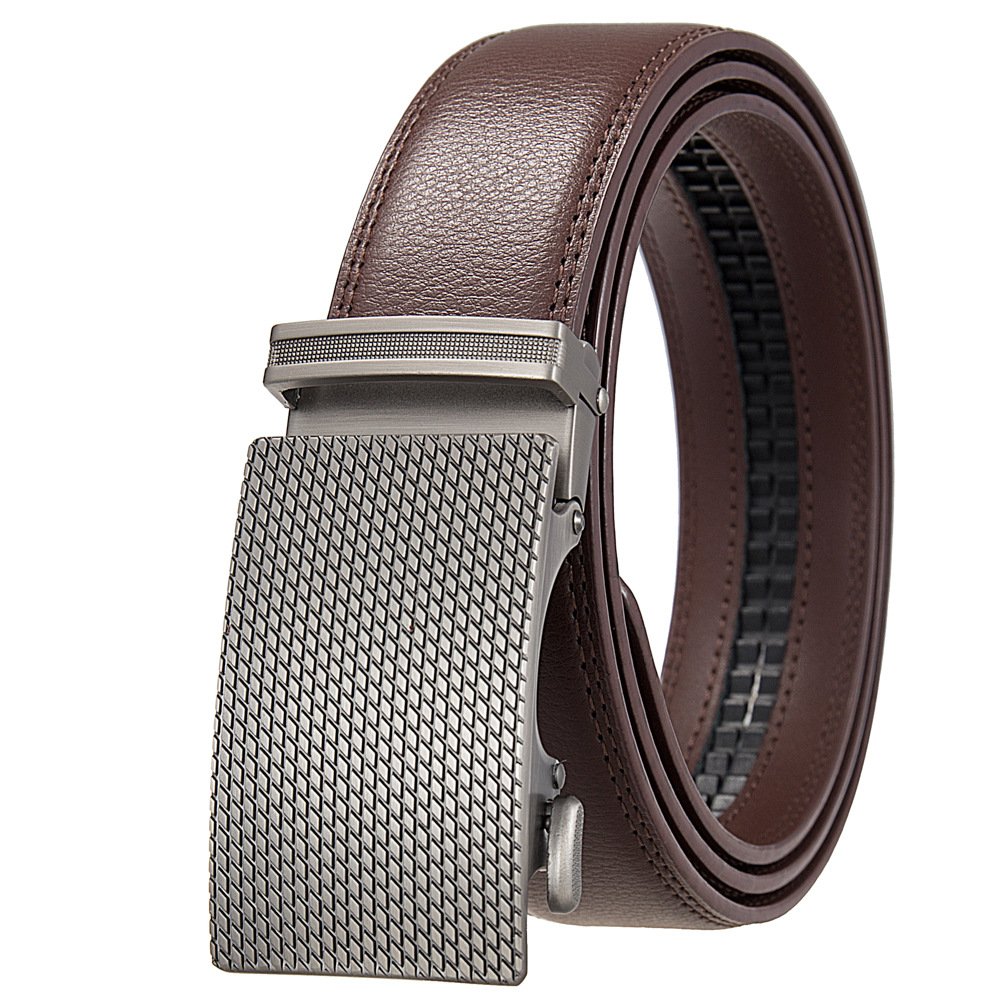 Wholesale Luxury Men's Business Belt High Quality Custom Genuine Cowhide Leather with Alloy Automatic Buckle Factory Custom Logo