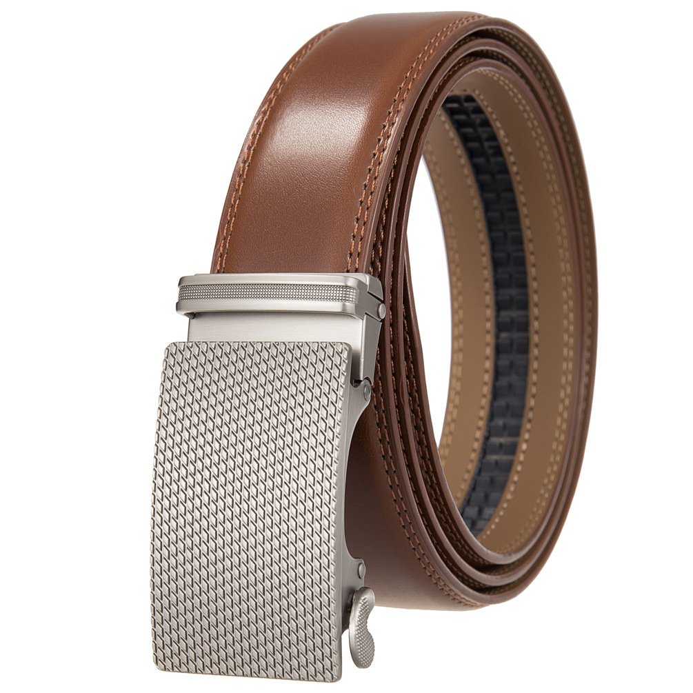 Wholesale Luxury Men's Business Belt High Quality Custom Genuine Cowhide Leather with Alloy Automatic Buckle Factory Custom Logo