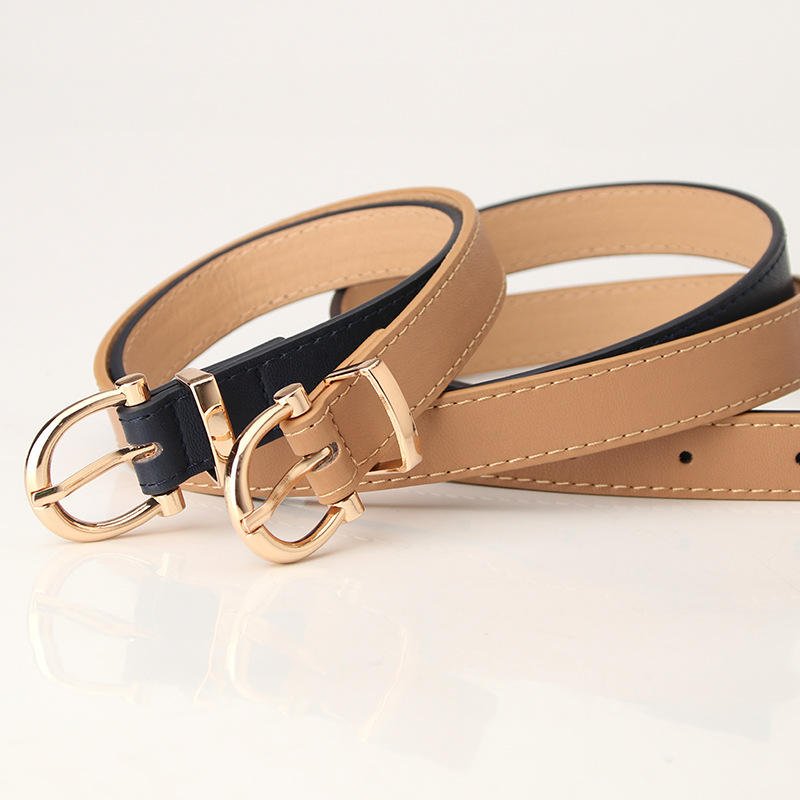 Hot Selling Ladies Leather Belts Student Jeans Decorative Thin Belt PU Material Business Style with Buckle Designer Accessories