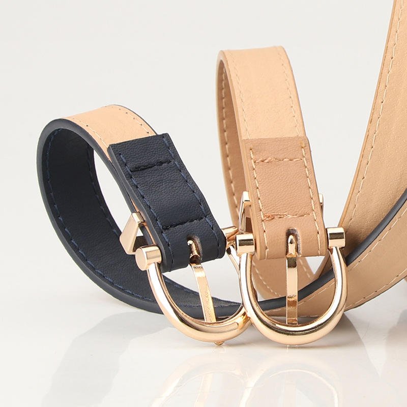 Hot Selling Ladies Leather Belts Student Jeans Decorative Thin Belt PU Material Business Style with Buckle Designer Accessories
