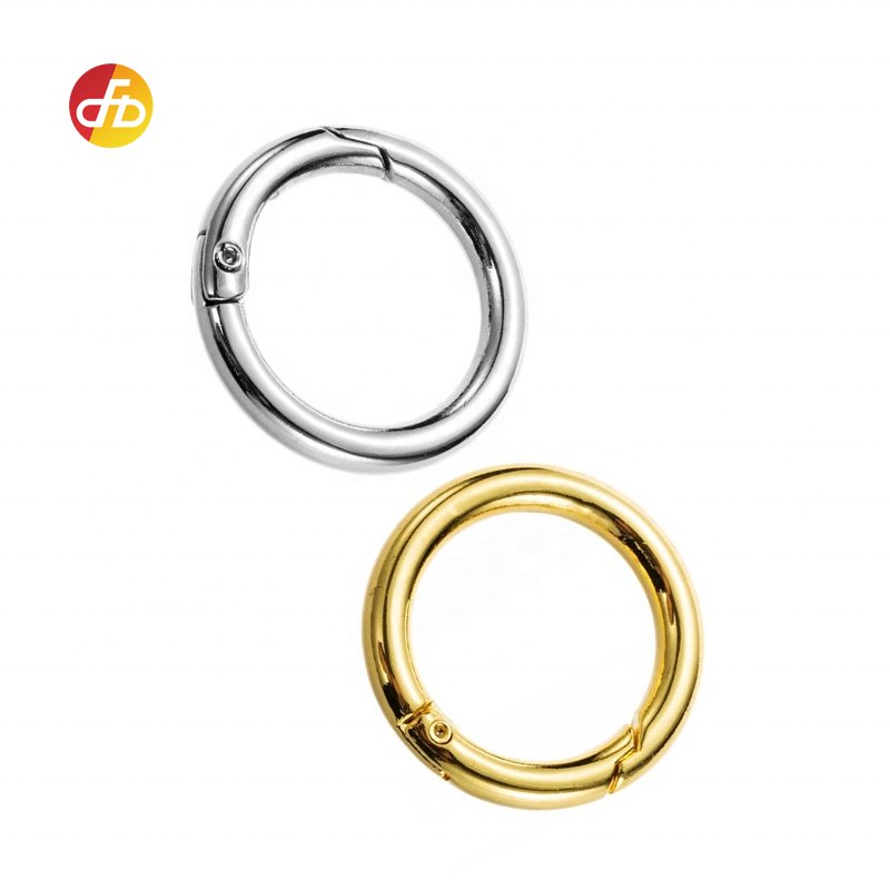 Circle Snap Clip Hook Gate Clasp Buckle Round Spring Carabiner O Ring Spring Metal Zinc Alloy OEM ISO Metal Rings for Bags