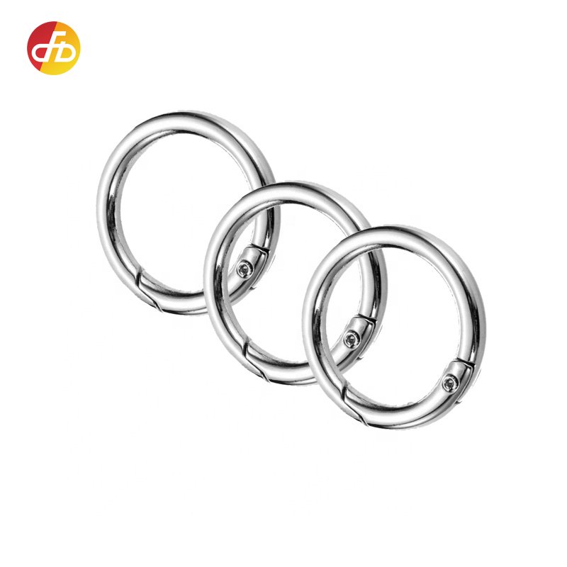 Circle Snap Clip Hook Gate Clasp Buckle Round Spring Carabiner O Ring Spring Metal Zinc Alloy OEM ISO Metal Rings for Bags