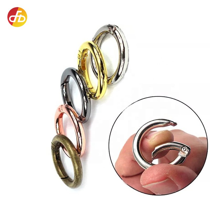 Circle Snap Clip Hook Gate Clasp Buckle Round Spring Carabiner O Ring Spring Metal Zinc Alloy OEM ISO Metal Rings for Bags